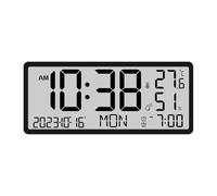 Buhdjfnke LCD Digital Electronic Awaken Clock for Temperature Humidity Date Time Display Wall Clock Black