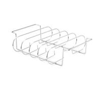Buhdjfnke Non-Stick Stainless Steel Rib Rack for Grilling Holds 4 Rib Racks for Grilling Grill Racks Silver