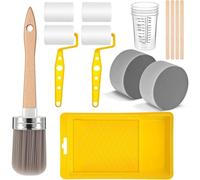 Buhdjfnke Painting Supplies Set- 18 Pieces Paint Brush and Roller Includes Sponge, Cup, Tray Liner, and Mixing Stick for Cabinet Painting Projects