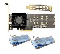 Buhdjfnke PCIe PLX88024 Quad 4 M. 2 NVMe PCIe 4.0 X8 Expansion Card Adapter with 2x M. 2 Heatsink NVMe 4.0 X4 128 GT/S