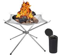 Buhdjfnke Portable Bonfire Campfire Fire Pit Collapsing Stainless Steel Mesh Fireplace Foldable Camping Fire Pit Camping Gear