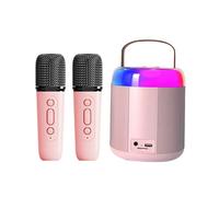 Buhdjfnke Portable Karaoke Machine Y2 KTV Bluetooth System Wireless Dual Microphone High-Fidelity Stereo Sound Pink