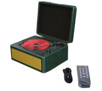 Buhdjfnke Portable Wireless Bluetooth Speaker, Multi-Functional Reprodutor CD Retro, Record Audio Player Dark Green
