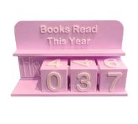 Buhdjfnke Reading Challenge Gift 3D Challenge Reading Tracker, Bookshelf Decor Book Read This Year Counter, Number-Blocks Sign Pink