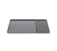 Buhdjfnke Silicone Coffee Mat 15.75x23.6Inch Coffee Bar Mat with Detachable Dish Drying Mat Raised Spill Proof Edges Gray