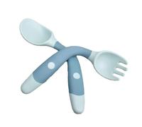 Buhdjfnke Silicone & PP Children's Training Tableware Set - Soft Twist Fork and Spoon for Learning to Eat
