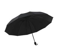 Buhdjfnke Super Large Reinforced 12 Bone Foldable Umbrella Black Sun Protection Sturdy Manual Operation Suitable for Three Men and Women B