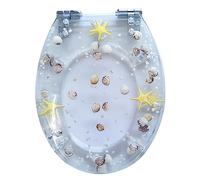 Buhelyc Heavy Duty Toilet Seats with Clear Cover Acrylic Seats, Resin Toilet Seat Round, Easy to Install Also Easy to Clean, Toilet Seat Slow Close with Chrome Hinges, for U/V/O Type Toilet(Color:B)