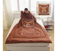 Buhelyc Lazy Quilt with Sleeves for Men Women Versatile Thick Washed Quilt Blanket Winter Warm Thickened Soft for Office, Sleeping, Reading(Size:150 * 200cm/59 * 78.7in,Color:brown)