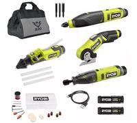 Buho USB Lithium 4-Tool Accessory Bundle - Combo Kit with Cutter Rotary-Tool Carver Glue-Pen 2 Batteries USB Charging Cable 16 inch Tool Bag