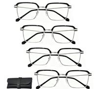 Buhtario Crystal Blue Intelligent Glasses,Auto Focus Glasses Self Adjusting For Clear Near And Far Vision Case Included - For Men And Women (3x,4pc*Silver)