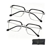 Buhtario Crystal Blue Intelligent Glasses,Auto Focus Glasses Self Adjusting For Clear Near And Far Vision Case Included - For Men And Women (1.5x,2pc*Silver)