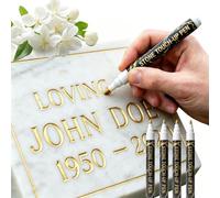 Buhtario Golden Tombstone Marker Pen For Restoring Faded Grave Inscriptions,Fine-Point Oil-Based - Ideal For Outdoor Inscriptions On Granite And Marble (4,Gold)
