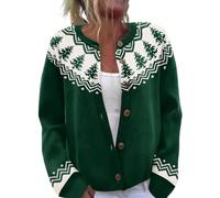 BUhuiBabubu Cardigans for Women UK, Womens Christmas Cardigans Funny Xmas Print Casual Lightweight Long Sleeve Open Front Button Down Knit Cardigan Sweaters, Army Green,S,u441k