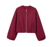 BUhuiBabubu Jackets for Women Uk - Women's Fashion Bomber Jacket Casual Pilot Coat Oversized Spring Autumn Batwing Long Sleeve Streetwear Outwear 40th Birthday Gifts for Women,Wine,L,u604k