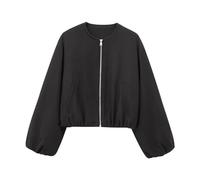 BUhuiBabubu Jackets for Women Uk - Women's Fashion Bomber Jacket Casual Pilot Coat Oversized Spring Autumn Batwing Long Sleeve Streetwear Outwear 21st Birthday Gifts for Her,Black,XS,u593k