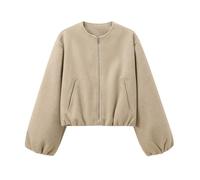 BUhuiBabubu Jackets for Women Uk - Women's Fashion Bomber Jacket Casual Pilot Coat Oversized Spring Autumn Batwing Long Sleeve Streetwear Outwear Valentines Gifts for Her,Khaki,XL,u602k