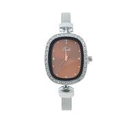 BUhuiBabubu Ladies Watches Clearance, Womens Creative Simple Faux Crystal Oval Dial Quartz Watch Stainless Steel Strap Casual Female Watches,u27l