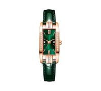 BUhuiBabubu Ladies Watches Clearance, Women's Quartz Watch Casual Roman Faux Rhinestone Rectangle Dial Elegant Watch Green PU Leather Band Faux Crystal Female Watches 21st Birthday Gifts for Her,u20k