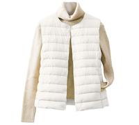 BUhuiBabubu Puffer Gilet for Women No Hood - Lightweight Packable Quilted Travel Gilets Sleeveless Coat Jackets with Pockets for Spring Autumn Winter Gifts for Women,White,XL,u197k
