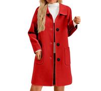 BUhuiBabubu Trench Coat for Women Uk Winter Single Breasted Wool Blend Coats Long Sleeve Lapel Dressy Long Trench Jacket Work Office Overcoat