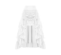 BUhuiBabubu Women Renaissance Skirts Gothic Steampunk Skirt Victorian Pirate Skirts High Waist Ruffled A-Line Vintage Medieval Skirt,White,S,u324k