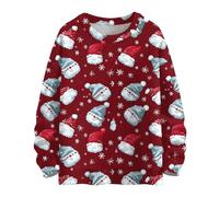 BUhuiBabubu Womens Knitted Christmas Jumper Novelty Reindeer Snowman Graphic Crew Neck Long Sleeve Pullover Tops Ladies Xmas Knitwear Winter for Her,Vermilion,XL,u837k