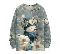 BUhuiBabubu Womens Knitted Christmas Jumpers Funny Snowman Graphic Crew Neck Long Sleeve Pullover Tops Ladies Xmas Knitwear Winter Top 40th Birthday Gifts for Women,Sky Blue,L,u1442k