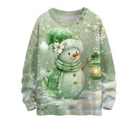 BUhuiBabubu Womens Knitted Christmas Jumpers Funny Snowman Graphic Crew Neck Long Sleeve Pullover Tops Ladies Xmas Knitwear Winter Top 30th Birthday Gifts for Women,Green,XXL,u1403k