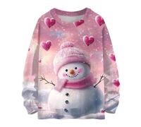 BUhuiBabubu Womens Knitted Christmas Jumpers Funny Snowman Graphic Crew Neck Long Sleeve Pullover Tops Ladies Xmas Knitwear Winter Top 21st Birthday Gifts for Her,Pink,M,u1434k