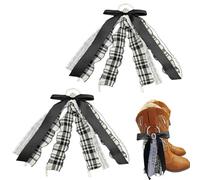 Buhygn Bows for Boots,Pearl Lace Plaid Satin Accessorie - Cowgirl Boot Bows Shoe Accessories,for Adults Women Men Holiday Birthday School Party Wedding Photoshoot Role Play