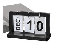 Buhygn Desktop Perpetual Calendar, Wooden Monthly Calendar, Desk Perpetual with Rolling Dates, Save Spacing, Effortlessly Stylish, 19.5x8x12CM, White/Pink/Black for Offices