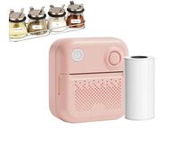 Buhygn Mobile Label Printer with 1 Roll Paper, Handheld Label Printer, Wireless Labeler Maker, Easy to Use, Fast Charging, 8.5x8.5x4cm, White/Pink for Smartphone