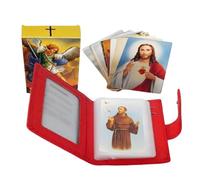 Buhygn Pocket Prayer Card Organizer Holy Portable Leather Storage Organizer | Prayer Card Holder Book for Church Worship Funerals Outdoor Home School House Organization Women Men