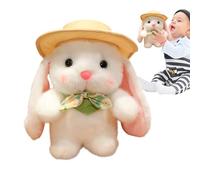 Buhygn Rabbit Plush - Adorable Decorations - Soft Bunny Plush with Hat and Bow - for Easter Basket, Birthday, Girl Boy, Adult, Family, Youth, Christmas, Travel Companion, Bedtime, Photo Prop