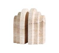 Buicce Modern Book Ends for Shelves Nature Marble Decorative Bookends Heavy Duty Bookshelf Holder for Office Desk Decoration (Beige)