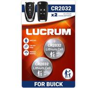 Buick Key Battery Replacement, 2 Pcs CR2032 Car Remote Key Battery for Buick Allure, Cascade, Encore, Envision, LaCrosse, Regal, Verano 2013-2020 CR 2032 Key Fob Battery