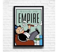 Build An Empire - Mono poly themed Motivational Inspirational Quote Art Wall Art Print Picture Home Decor A3, A4 Size frame options (A3 Framed (Black))
