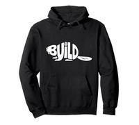 Build Beaver Word Art - Maker, Engineer & Hard Work Design Pullover Hoodie