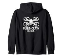 Build Crash Repeat Drone Hobby Zip Hoodie