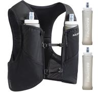 Build & Fitness LITEVEST Running Vest with 2x 500ml Soft Flasks - 7 Pockets, Lightweight, Breathable Hydration Vest - Premium, Secure, Comfort & Style for Training, Trails, Marathons & Everyday Runs