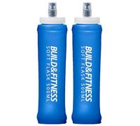 BUILD & FITNESS Soft Water Bottle 2 Pack - 500ml / 350ml. Collapsible Soft Flask, Leakproof, TPU, BPA Free, Easy to Clean & Lightweight. Perfect for Hydration Vest, Running Belt (Blue, 500ml (2 Pack))