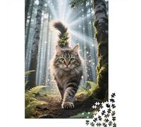 Build Memories with Norwegian Forest Cat - 1000 Pieces of Wooden Puzzle Fun for Adults - Stimulating Brain Activity