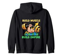 Build Muscle Build Empire Motivation Barbell Dollar Fitness Zip Hoodie