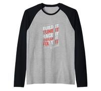 Build Tune Race Break Fix It Repeat Screwdriver Motorsport Raglan Baseball Tee