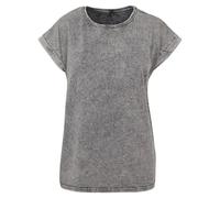 Build Your Brand Women's By053-ladies Acid Washed Extended Shoulder Tee T-Shirt, Grey Black, 3XL