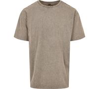 Build Your Brand Men's Acid Washed Heavy Oversized Tee T Shirt, Asphalt, XS UK