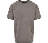 Build Your Brand Men's Acid Washed Heavy Oversized Tee T Shirt, Asphalt, XS UK