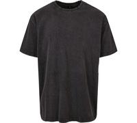 Build Your Brand Men's Acid Washed Heavy Oversized Tee T Shirt, Asphalt, XS UK