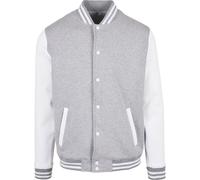 Build Your Brand Basic College Jacket - Contrast Colour Sleeve Button Up Jacket